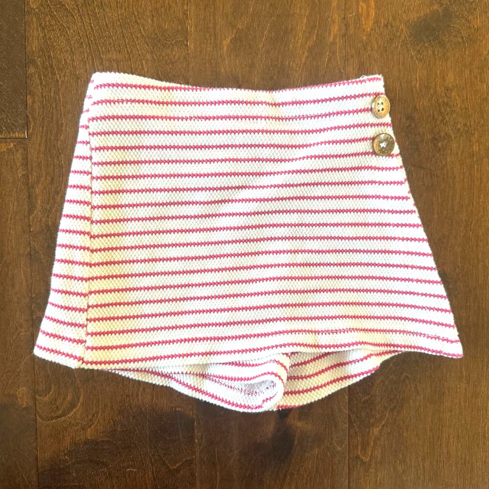 Vince Camuto Girls Skort Shorts Size 4 High Waisted Knit Pink Striped Feminine